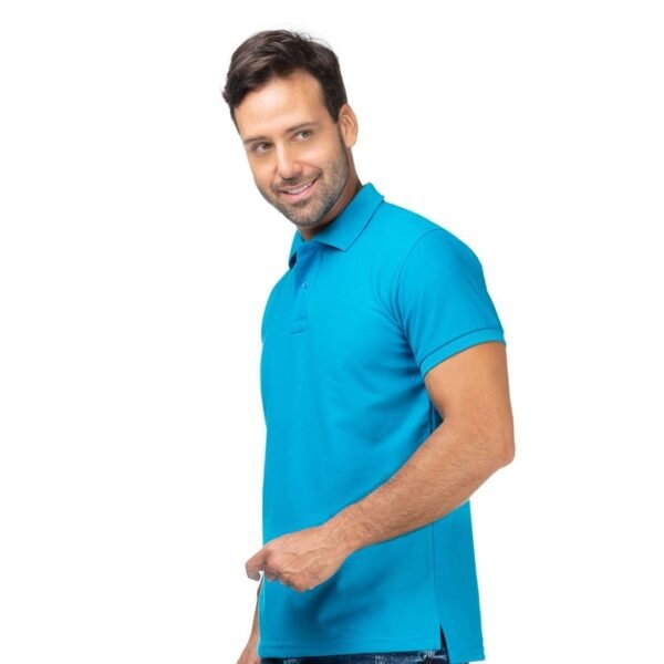 Camiseta Tipo Polo Azul Turquesa - Imagen 4